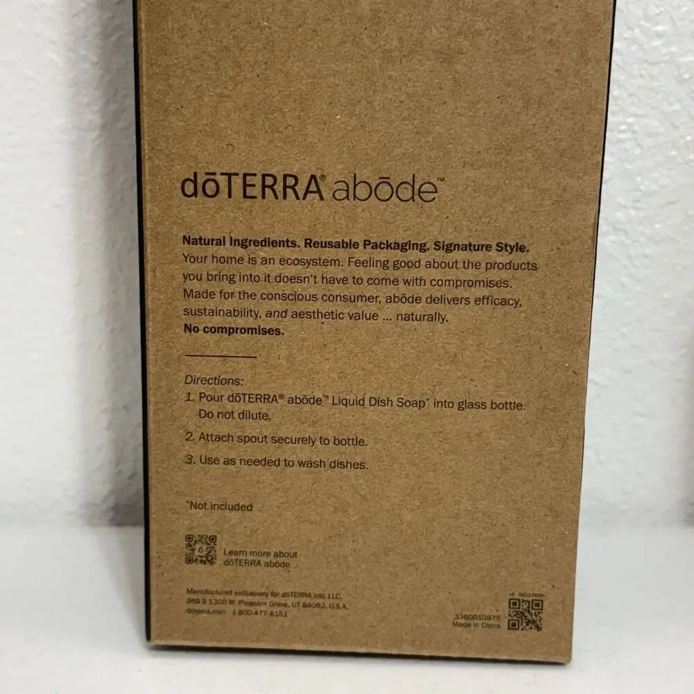 New doTERRA Abode 3-Piece Kitchen Set: Dish Soap Dispenser, Bubble Up, Wood Tray